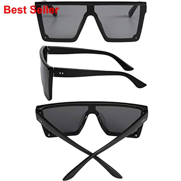 Oversized Flat Top Square Sunglasses Vintage Unisex Square Shade Glasses main image 6